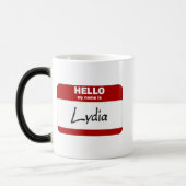 Mug Magique Bonjour mon nom est Lydia (rouge) (Gauche)