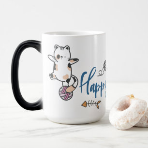 Mug Magique Bonne année entre chatons équilibrés sur un fil