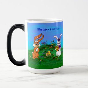 Mug Magique Bonne Pâques ! Lapin avec lapin et poussin