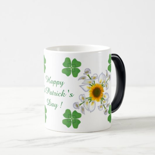 Mug Magique Bonne Saint Patrick ! Clover avec Calla (Devant droit)