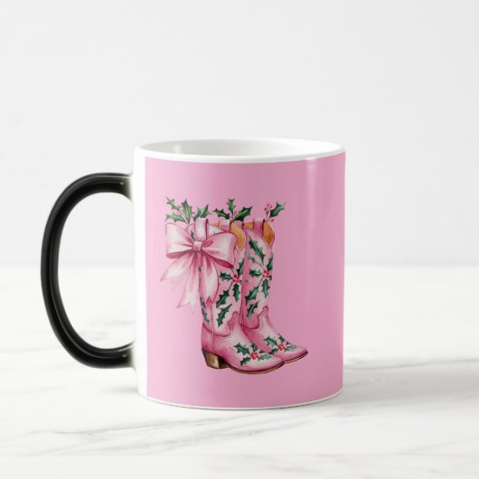 Mug Magique bottes de cowboy roses (Gauche)