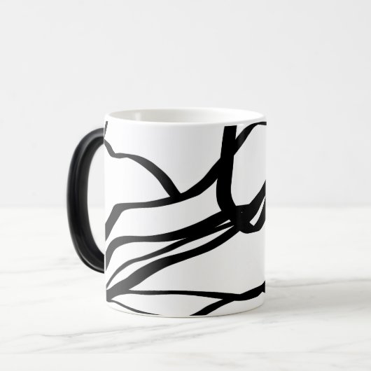Mug Magique Bouquet Blanc : Abstrait Blanc & Noir (Devant gauche)