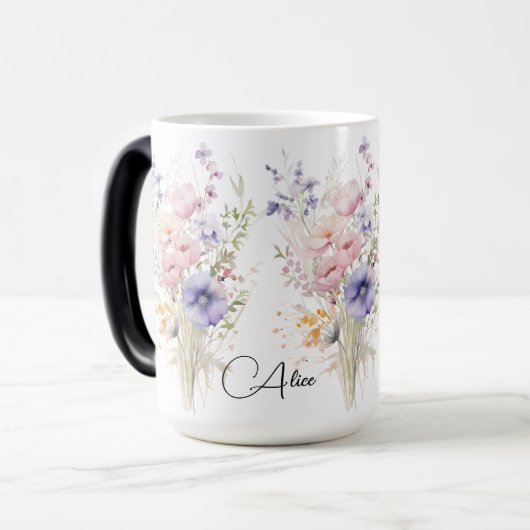 Mug Magique Bouquette Fleurs sauvages Nom femme pastel pour si (Devant gauche)