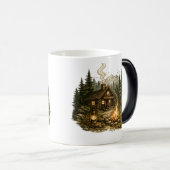Mug Magique Cabane rustique de forêt Feu de camp (Devant droit)