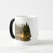 Mug Magique Cabane rustique de forêt Feu de camp (Devant gauche)