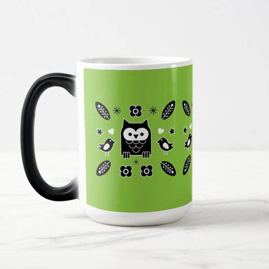 Mug Magique Cadeau d'art populaire de Chouette scandinave (Gauche)