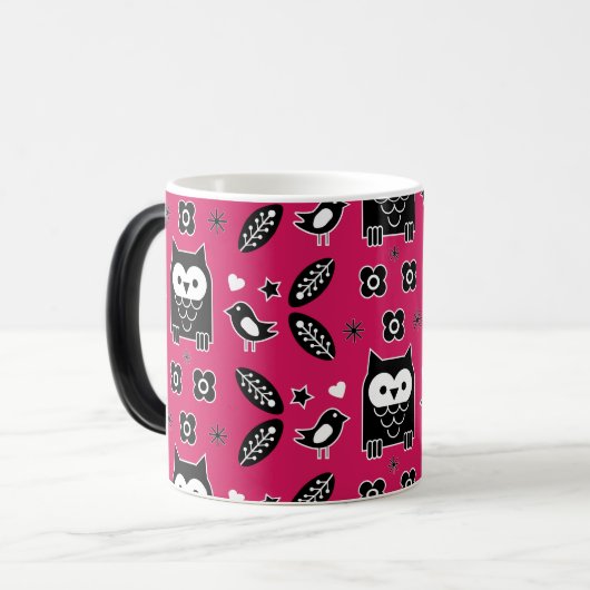 Mug Magique Cadeau d'art populaire de Chouette scandinave (Devant gauche)