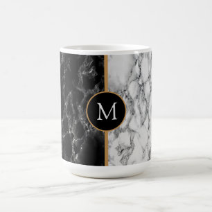 Mug Magique Cadeau personnalisé en marbre noir blanc en pierre