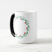Mug Magique Cadre rond fleuri avec fleurs roses (Devant gauche)
