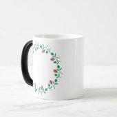 Mug Magique Cadre rond fleuri avec fleurs roses (Devant gauche)