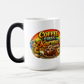 Mug Magique Café d'abord, karma plus tard