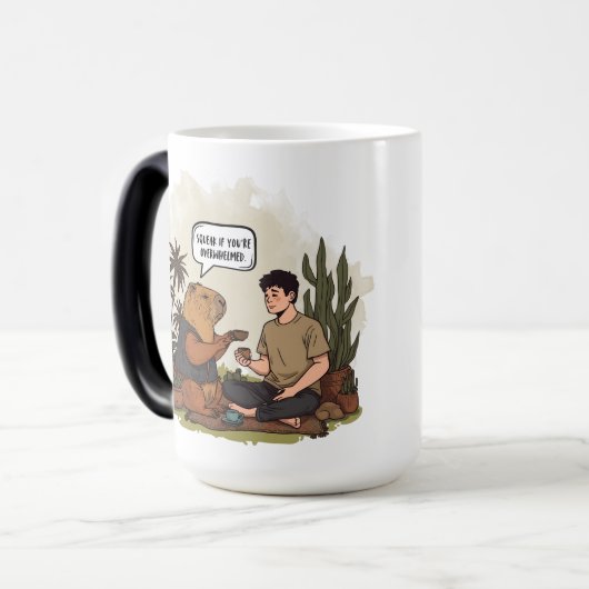 Mug Magique Capybara Therapy Time Squeak Si vous êtes submergé (Devant gauche)