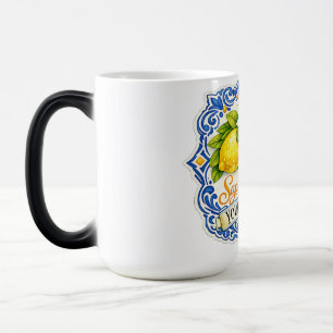 Mug Magique Carreau Méditerranéen Citron – Art à l'aquarelle a