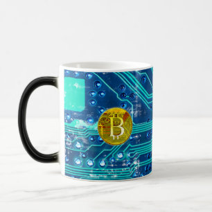 Mug Magique Carte Bitcoin Cryptomonnaie et circuit