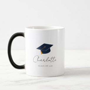 Mug Magique Casquette de remise des diplômes élégante & nom pe