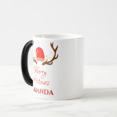 Mug Magique Casquette de rennes - Joyeux Noël (Devant gauche)