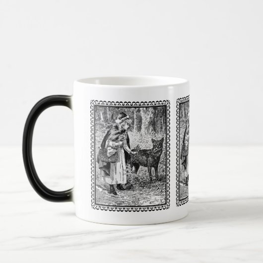 Mug Magique Casserole à équitation rouge blanc encadré Wolf Wo (Gauche)