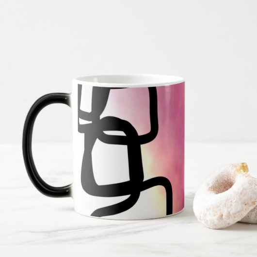 Mug Magique Chaîne de blocage : Abstrait rose, jaune, noir et  (Avec donut)