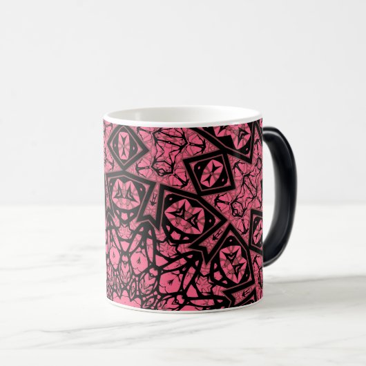 Mug Magique Châle à patchwork de châle rose et noir (Devant droit)