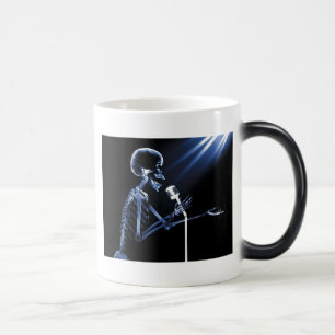 MUG MAGIQUE CHANT SQUELETTIQUE DE RAYON X SUR RÉTRO MIC - BLEU