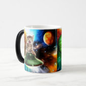Mug Magique Chat Alien dans la soucoupe de l'ufo (Devant gauche)