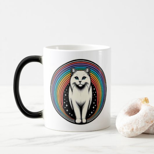 Mug Magique Chat Arc-en-Ciel (Avec donut)
