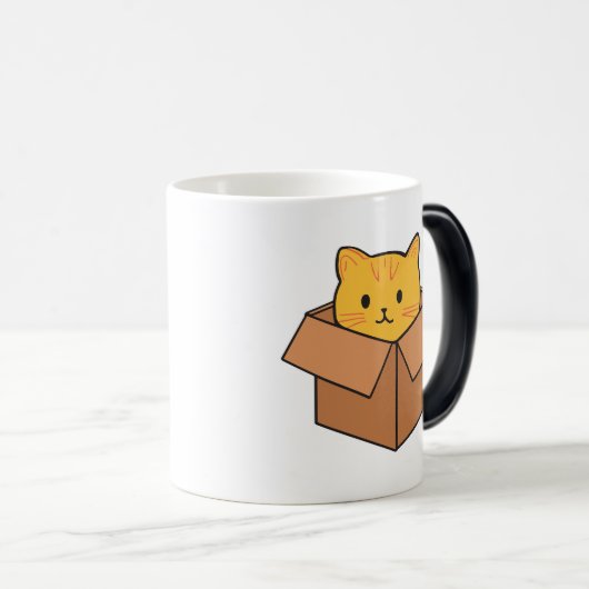 Mug Magique Chat assis à l'intérieur d'une boîte en carton (Devant droit)