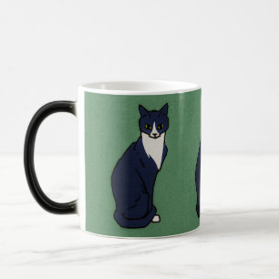 Mug Magique Chat assis sur fond vert par Julie de Graag