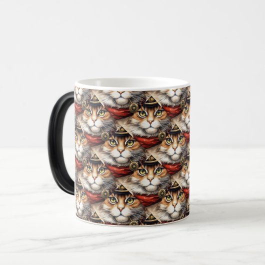 Mug Magique Chat avec bandana rouge Bande de vapeur (Devant gauche)