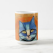 Mug Magique Chat bleu mosaïque marocaine Art abstrait soleil d (Centre)
