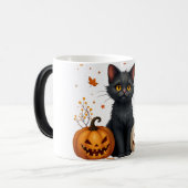 Mug Magique chat citrouille (Devant gauche)