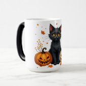 Mug Magique chat citrouille (Devant gauche)
