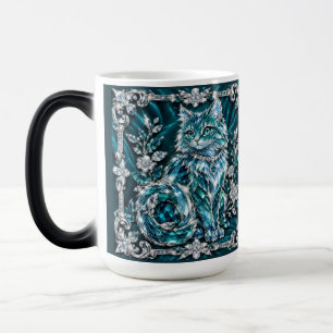 Mug Magique Chat en cristal de turquoise de luxe   Cadre en ar