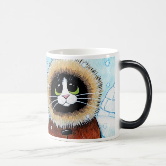 Mug Magique Chat et igloo esquimaux mignons (Droite)