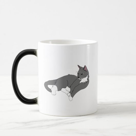 Mug Magique Chat gris et blanc Tuxedo (Gauche)