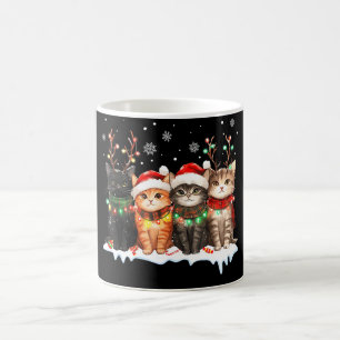 Mug Magique Chat Lumière de Noël Renne Santa Noël Chat