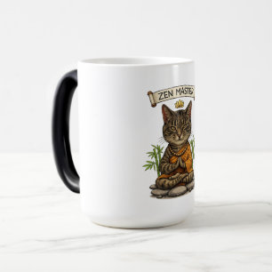 Mug Magique Chat maître Zen drôle chat gris tabby cadeau