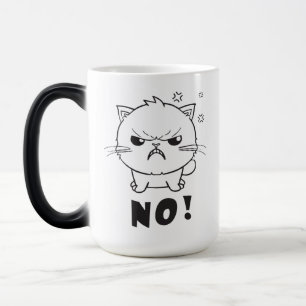Mug Magique Chat mignon en colère en train de baiser Non.