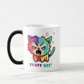 Mug Magique Chat mignon fâché en train de baiser Fluff Off. (Gauche)