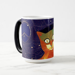 Mug Magique Chat mosaïque marocaine art abstrait chat coloré