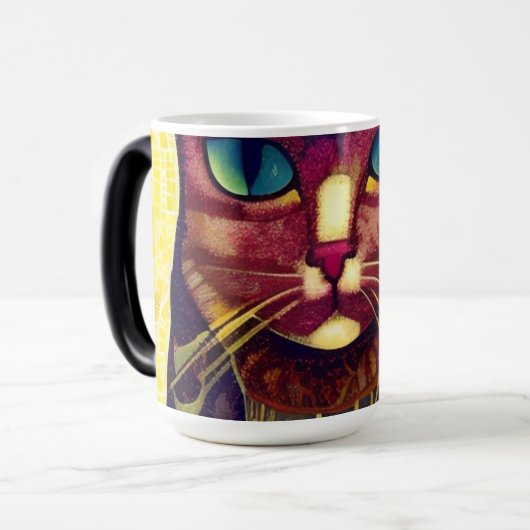 Mug Magique Chat mosaïque marocaine art abstrait motif kitty (Devant gauche)
