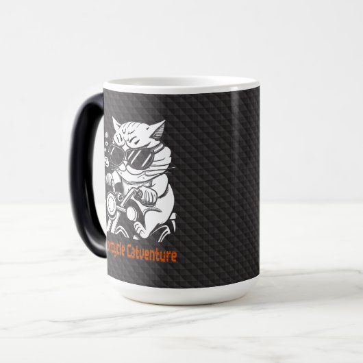 Mug Magique Chat motard - Motorcycle Catventure (Devant gauche)