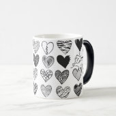 Mug Magique Chat noir et blanc et Motif de coeur (Devant droit)