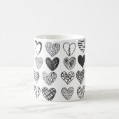 Mug Magique Chat noir et blanc et Motif de coeur (Centre)