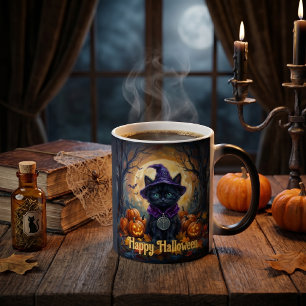 Mug Magique Chat noir Whimsigoth Rune Algiz Magie Halloween