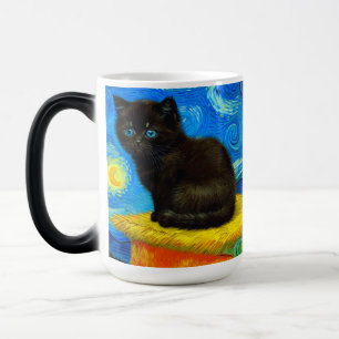 Mug Magique Chat Nuit Étoilée de Style Van Gogh