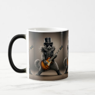Mug Magique Chat Rockstar Jouant de la Guitare Électrique en C
