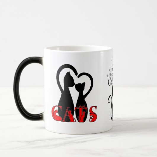 Mug Magique Chats en couple à la maison (Gauche)