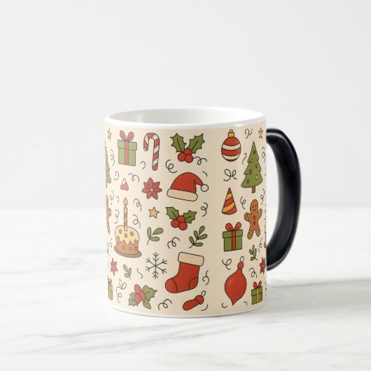 Mug Magique Cheerful Christmas Doodle Pattern (Devant droit)