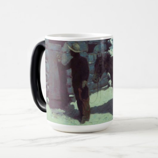 Mug Magique Cheval et Cowboy neige hivernale (Devant gauche)
